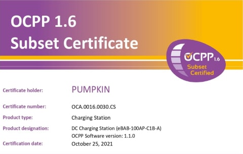 Pumpkin News OCPP 1.6 Subset Cerificate